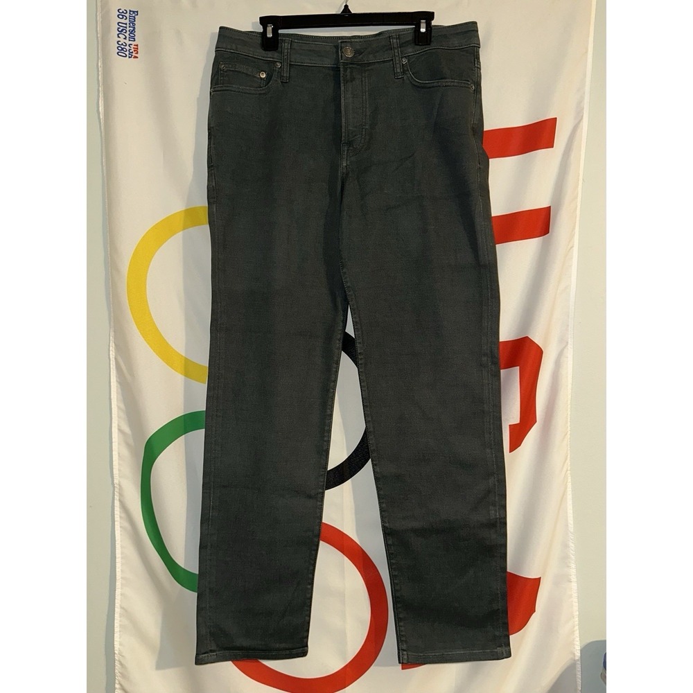 Express Slim Straight Chino Pants Mens 33x32 Green Stretch
